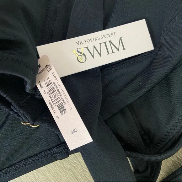 Victoria’s Secret Swim Black Full Coverage Bikini Top Size 34C NWT - Picture 10 of 11